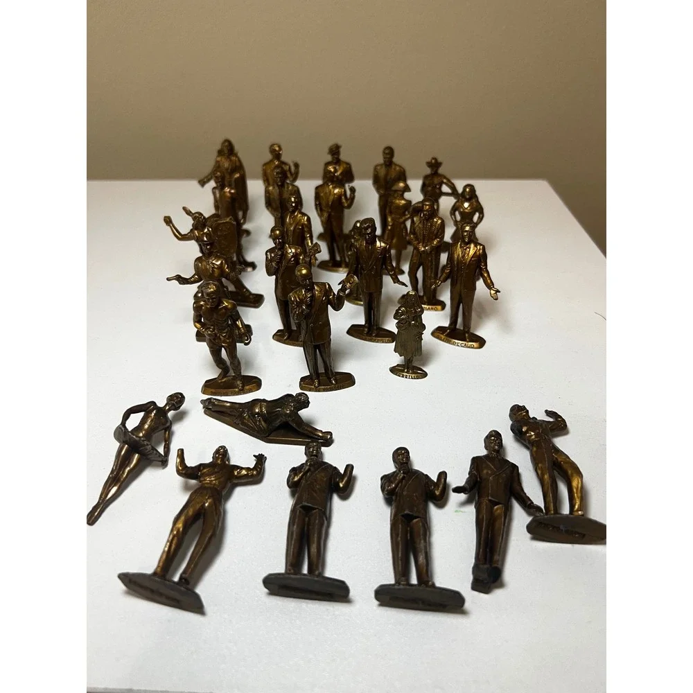 Vintage Mokalux Les Grandes Vedettes Lot 28 Gold French Celebrity Figures 1950s